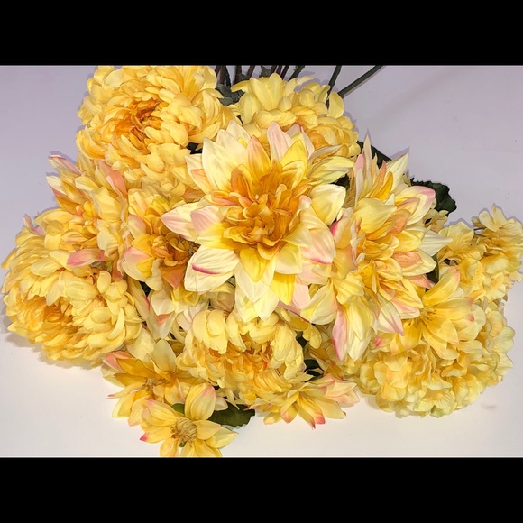 Yellow long stem silk flowers